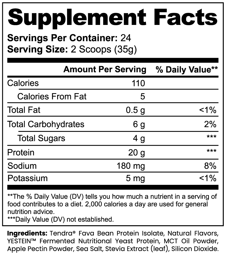 Plant base vanilla protein nutritional facts